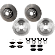 KIT-073024-6820 4-Wheel Set Front and Rear Brake Disc and Pad Kit, Plain Surface 5 Lugs Front-315.98 mm/Rear-302.01 mm Semi-metallic, Includes (4) Brake Disc and (2) Brake Pad Set