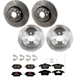 KIT-073024-6822 4-Wheel Set Front and Rear Brake Disc and Pad Kit, Plain Surface 5 Lugs Front-315.98 mm/Rear-302.01 mm Semi-metallic, Includes (4) Brake Disc and (2) Brake Pad Set