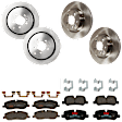 KIT-073024-6833 Front and Rear Brake Disc and Pad Kit, Plain Surface, 5 Lugs, Front-337.06 mm/Rear-350.01 mm, Front-Ceramic/Rear-Semi-Metallic