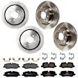 KIT-073024-6834 4-Wheel Set Front and Rear Brake Disc and Pad Kit, Plain Surface 5 Lugs Front-337.06 mm/Rear-350.01 mm Semi-metallic, Includes (4) Brake Disc and (2) Brake Pad Set