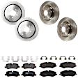 KIT-073024-6842 4-Wheel Set Front and Rear Brake Disc and Pad Kit, Plain Surface 5 Lugs Front-359.92 mm/Rear-350.01 mm Semi-metallic, Includes (4) Brake Disc and (2) Brake Pad Set