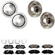 KIT-073024-6843 4-Wheel Set Front and Rear Brake Disc and Pad Kit, Plain Surface 5 Lugs Front-359.92 mm/Rear-350.01 mm Semi-metallic, Includes (4) Brake Disc and (2) Brake Pad Set