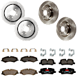 KIT-073024-6845 4-Wheel Set Front and Rear Brake Disc and Pad Kit, Plain Surface 5 Lugs Front-359.92 mm/Rear-350.01 mm Semi-metallic, Includes (4) Brake Disc and (2) Brake Pad Set