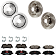 KIT-073024-6847 4-Wheel Set Front and Rear Brake Disc and Pad Kit, Plain Surface 5 Lugs Front-359.92 mm/Rear-350.01 mm Semi-metallic, Includes (4) Brake Disc and (2) Brake Pad Set
