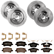 KIT-073024-6853 Front and Rear Brake Disc and Pad Kit, Plain Surface, 5 Lugs, Front-299.97 mm/Rear-302.01 mm, Front-Ceramic/Rear-Semi-Metallic