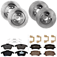 KIT-073024-6854 4-Wheel Set Front and Rear Brake Disc and Pad Kit, Plain Surface 5 Lugs Front-299.97 mm/Rear-302.01 mm Semi-metallic, Includes (4) Brake Disc and (2) Brake Pad Set