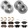 KIT-073024-6855 4-Wheel Set Front and Rear Brake Disc and Pad Kit, Plain Surface 5 Lugs Front-299.97 mm/Rear-302.01 mm Semi-metallic, Includes (4) Brake Disc and (2) Brake Pad Set