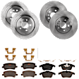 KIT-073024-6857 4-Wheel Set Front and Rear Brake Disc and Pad Kit, Plain Surface 5 Lugs Front-299.97 mm/Rear-302.01 mm Ceramic, Includes (4) Brake Disc and (2) Brake Pad Set