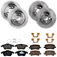 KIT-073024-6858 Front and Rear Brake Disc and Pad Kit, Plain Surface, 5 Lugs, Front-299.97 mm/Rear-302.01 mm, Front-Semi-Metallic/Rear-Ceramic