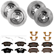 KIT-073024-6859 Front and Rear Brake Disc and Pad Kit, Plain Surface, 5 Lugs, Front-299.97 mm/Rear-302.01 mm, Front-Semi-Metallic/Rear-Ceramic