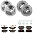 KIT-073024-6861 4-Wheel Set Brake Disc and Pad Kit, Plain Surface 5 Lugs Front-299.97 mm/Rear-302.01 mm Front-Ceramic/Rear-Semi-Metallic, Includes (4) Brake Disc and (2) Brake Pad Set