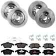KIT-073024-6862 4-Wheel Set Brake Disc and Pad Kit, Plain Surface 5 Lugs Front-299.97 mm/Rear-302.01 mm Semi-metallic, Includes (4) Brake Disc and (2) Brake Pad Set