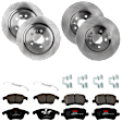 KIT-073024-6863 4-Wheel Set Brake Disc and Pad Kit, Plain Surface 5 Lugs Front-299.97 mm/Rear-302.01 mm Semi-metallic, Includes (4) Brake Disc and (2) Brake Pad Set