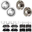 KIT-073024-6867 4-Wheel Set Front and Rear Brake Disc and Pad Kit, Plain Surface 5 Lugs Front-337.06 mm/Rear-350.01 mm Semi-metallic, Includes (4) Brake Disc and (2) Brake Pad Set
