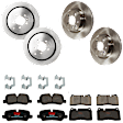 KIT-073024-6870 4-Wheel Set Front and Rear Brake Disc and Pad Kit, Plain Surface 5 Lugs Front-337.06 mm/Rear-350.01 mm Semi-metallic, Includes (4) Brake Disc and (2) Brake Pad Set