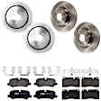 KIT-073024-6879 4-Wheel Set Front and Rear Brake Disc and Pad Kit, Plain Surface 5 Lugs Front-359.92 mm/Rear-350.01 mm Semi-metallic, Includes (4) Brake Disc and (2) Brake Pad Set