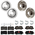 KIT-073024-6885 4-Wheel Set Front and Rear Brake Disc and Pad Kit, Plain Surface 5 Lugs Front-359.92 mm/Rear-350.01 mm Semi-metallic, Includes (4) Brake Disc and (2) Brake Pad Set