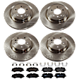 KIT-073024-6973 4-Wheel Set Front and Rear Brake Disc and Pad Kit, Plain Surface 5 Lugs Front-359.92 mm/Rear-365 mm Semi-metallic, Includes (2) Brake Pad Set and (4) Brake Disc