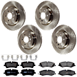 KIT-073024-6975 4-Wheel Set Front and Rear Brake Disc and Pad Kit, Plain Surface 5 Lugs Front-359.92 mm/Rear-365 mm Semi-metallic, Includes (2) Brake Pad Set and (4) Brake Disc