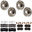 KIT-073024-6978 4-Wheel Set Front and Rear Brake Disc and Pad Kit, Plain Surface, 5 Lugs, Semi-Metallic - Front, Ceramic - Rear