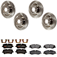 KIT-073024-6981 4-Wheel Set Front and Rear Brake Disc and Pad Kit, Plain Surface, 5 Lugs, Semi-Metallic - Front, Ceramic - Rear