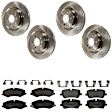 KIT-073024-6985 4-Wheel Set Front and Rear Brake Disc and Pad Kit, Plain Surface 5 Lugs Front-359.92 mm/Rear-365 mm Semi-metallic, Includes (2) Brake Pad Set and (4) Brake Disc