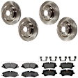 KIT-073024-6987 4-Wheel Set Front and Rear Brake Disc and Pad Kit, Plain Surface 5 Lugs Front-359.92 mm/Rear-365 mm Semi-metallic, Includes (2) Brake Pad Set and (4) Brake Disc