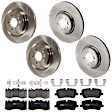 KIT-073024-7020 4-Wheel Set Front and Rear Brake Disc and Pad Kit, Plain Surface 5 Lugs Front-325.88 mm/Rear-365 mm Semi-metallic, Includes (4) Disc and (2) Pad Set