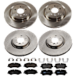 KIT-073024-7021 4-Wheel Set Front and Rear Brake Disc and Pad Kit, Plain Surface 5 Lugs Front-325.88 mm/Rear-365 mm Semi-metallic, Includes (4) Disc and (2) Pad Set