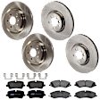 KIT-073024-7023 4-Wheel Set Front and Rear Brake Disc and Pad Kit, Plain Surface 5 Lugs Front-325.88 mm/Rear-365 mm Semi-metallic, Includes (4) Disc and (2) Pad Set
