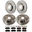 KIT-073024-7027 4-Wheel Set Front and Rear Brake Disc and Pad Kit, Plain Surface, 5 Lugs, Semi-Metallic - Front, Ceramic - Rear, Includes (4) Disc and (2) Pad Set