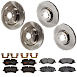 KIT-073024-7029 4-Wheel Set Front and Rear Brake Disc and Pad Kit, Plain Surface, 5 Lugs, Semi-Metallic - Front, Ceramic - Rear, Includes (4) Disc and (2) Pad Set
