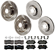 KIT-073024-7032 4-Wheel Set Front and Rear Brake Disc and Pad Kit, Plain Surface 5 Lugs Front-325.88 mm/Rear-365 mm Semi-metallic, Includes (4) Disc and (2) Pad Set