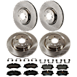 KIT-073024-7033 4-Wheel Set Front and Rear Brake Disc and Pad Kit, Plain Surface 5 Lugs Front-325.88 mm/Rear-365 mm Semi-metallic, Includes (4) Disc and (2) Pad Set