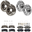 KIT-073024-7039 4-Wheel Set Front and Rear Brake Disc and Pad Kit, Plain Surface 5 Lugs Front-275.08 mm/Rear-288.04 mm Ceramic, Includes (4) Brake Disc and (2) Brake Pad Set