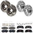 KIT-073024-7041 4-Wheel Set Front and Rear Brake Disc and Pad Kit, Plain Surface 5 Lugs Front-275.08 mm/Rear-288.04 mm Ceramic, Includes (4) Brake Disc and (2) Brake Pad Set