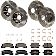 KIT-073024-7047 4-Wheel Set Front and Rear Brake Disc and Pad Kit, Plain Surface 5 Lugs Front-275.08 mm/Rear-268.99 mm Ceramic, Includes (4) Brake Disc and (2) Brake Pad Set