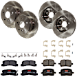 KIT-073024-7050 4-Wheel Set Front and Rear Brake Disc and Pad Kit, Plain Surface 5 Lugs Front-275.08 mm/Rear-268.99 mm Ceramic, Includes (4) Brake Disc and (2) Brake Pad Set