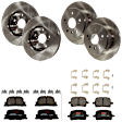 KIT-073024-7059 4-Wheel Set Front and Rear Brake Disc and Pad Kit, Plain Surface 5 Lugs Front-275.08 mm/Rear-268.99 mm Ceramic, Includes (4) Brake Disc and (2) Brake Pad Set