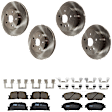 KIT-073024-7064 4-Wheel Set Front and Rear Brake Disc and Pad Kit, Plain Surface 5 Lugs Front-295.91 mm/Rear-268.99 mm Ceramic, Includes (2) Brake Pad Set and (4) Brake Disc