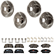 KIT-073024-7065 4-Wheel Set Front and Rear Brake Disc and Pad Kit, Plain Surface 5 Lugs Front-295.91 mm/Rear-268.99 mm Ceramic, Includes (2) Brake Pad Set and (4) Brake Disc