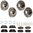 KIT-073024-7068 4-Wheel Set Front and Rear Brake Disc and Pad Kit, Plain Surface 5 Lugs Front-295.91 mm/Rear-268.99 mm Ceramic, Includes (2) Brake Pad Set and (4) Brake Disc