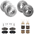 KIT-073024-7082 4-Wheel Set Front and Rear Brake Disc and Pad Kit, Cross-drilled and Slotted 5 Lugs Front-296 mm/Rear-307 mm Ceramic, Includes (4) Brake Disc and (2) Brake Pad Set