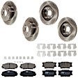KIT-073024-7090 4-Wheel Set Front and Rear Brake Disc and Pad Kit, Plain Surface 5 Lugs Front-275.08 mm/Rear-280.92 mm Ceramic, Includes (2) Brake Pad Set and (4) Brake Disc