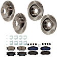 KIT-073024-7093 Front and Rear Brake Disc and Pad Kit, Plain Surface, 5 Lugs, Front-275.08 mm/Rear-280.92 mm, Front-Semi-Metallic/Rear-Ceramic