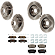 KIT-073024-7095 4-Wheel Set Front and Rear Brake Disc and Pad Kit, Plain Surface 5 Lugs Front-275.08 mm/Rear-280.92 mm Ceramic, Includes (2) Brake Pad Set and (4) Brake Disc