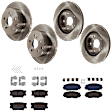 KIT-073024-7105 4-Wheel Set Front and Rear Brake Disc and Pad Kit, Plain Surface 5 Lugs Front-275.08 mm/Rear-280.92 mm Semi-metallic, Includes (2) Brake Pad Set and (4) Brake Disc