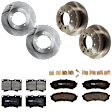 KIT-073024-7154 Front and Rear Brake Disc and Pad Kit, Plain Surface, 5 Lugs, Front-312.93 mm/Rear-329.44 mm, Front-Ceramic/Rear-Semi-Metallic