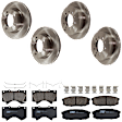 KIT-073024-7163 4-Wheel Set Front and Rear Brake Disc and Pad Kit, Plain Surface 5 Lugs Front-340.11 mm/Rear-344.93 mm Ceramic, Includes (2) Brake Pad Set and (4) Brake Disc
