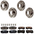 KIT-073024-7164 4-Wheel Set Front and Rear Brake Disc and Pad Kit, Plain Surface 5 Lugs Front-340.11 mm/Rear-344.93 mm Ceramic, Includes (2) Brake Pad Set and (4) Brake Disc